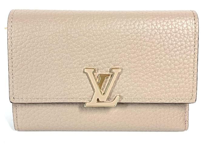 Louis Vuitton M62159 Portefeuille Capucines Compact Tri-fold Wallet Beige Leather  ref.2432255