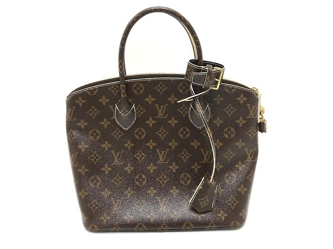 Louis Vuitton Monogram Lockit PM Tote Bag Braun Weiß Golden