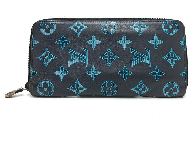Louis Vuitton Monogram Shadow Zippy Wallet Vertical Navy blue