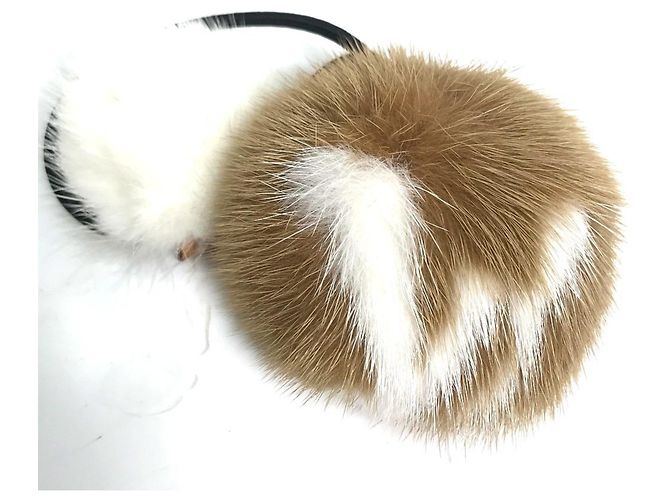 Louis Vuitton Brown and White Fur Hair Tie