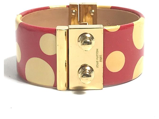 Pulseira Bangle de Pontos Yayoi Kusama da Louis Vuitton Branco Vermelho