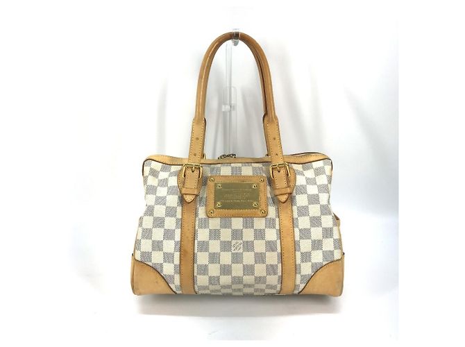 Bolsa mini Boston Berkeley PM Damier Azur da Louis Vuitton Branco