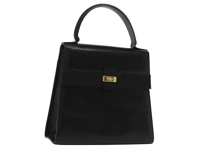 Borsa a mano Vala in pelle nera e oro Salvatore Ferragamo Auth BA4594 Nero D'oro