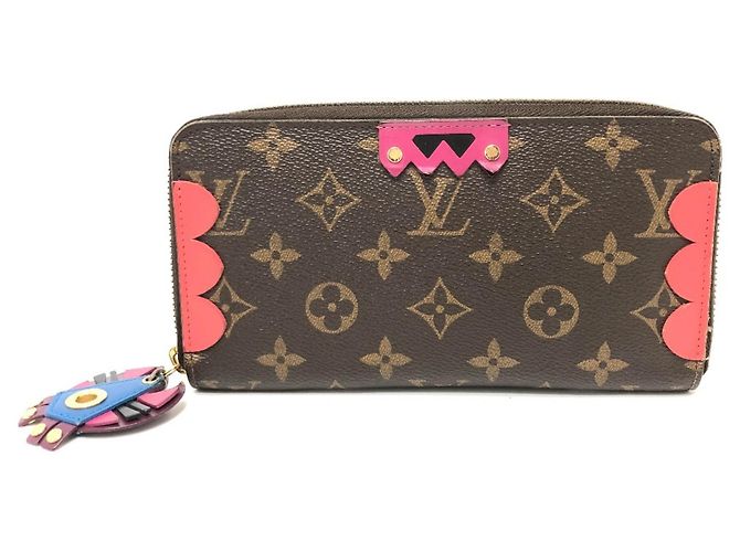 Cartera Zippy Monogram Louis Vuitton Castaño Roja Multicolor Monograma