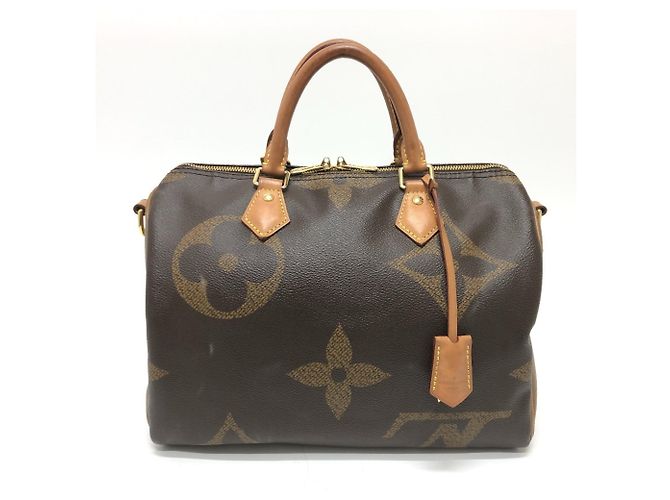 Speedy Bolsa Boston Mini Bandoulière 30 Monograma Gigante Louis Vuitton Marrom