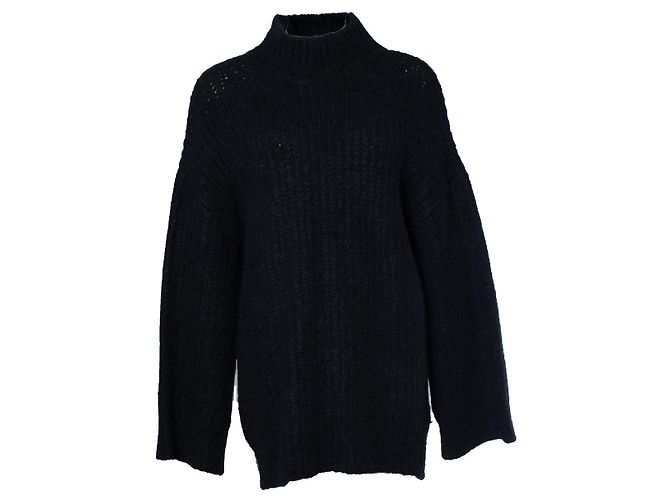 Autre Marque A.P.C., schwarzer gerippter Rollkragenpullover