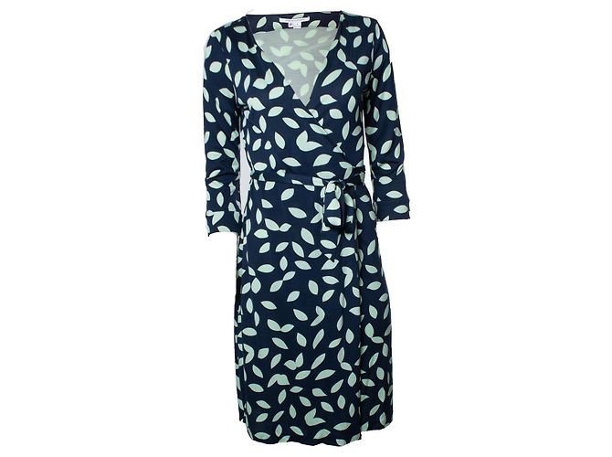 Autre Marque Diane Von Furstenberg, abito a portafoglio in blu e verde