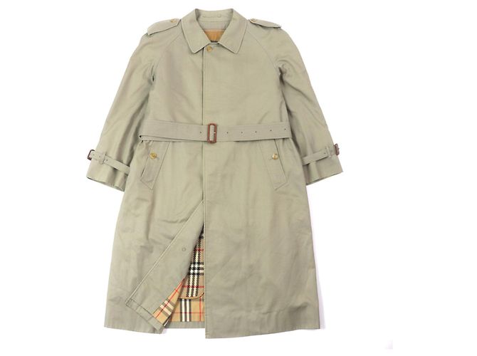 Burberrys Edelstahl Baumwoll-Polyester-Mantel Beige Khaki