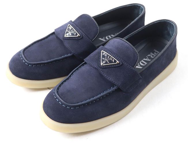 Mocassins en daim Prada 1D222N Bleu Bleu Marine