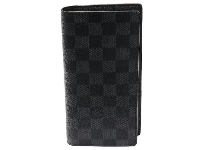Cartera Larga Brazza Damier Graphite de Louis Vuitton Negro