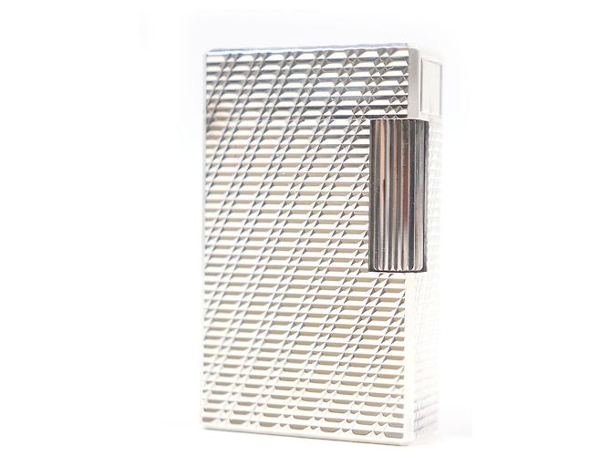 Autre Marque Dupont Line 1 Check Pattern Square Lighter Silvery