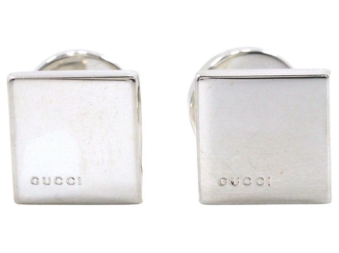 Gemelli Gucci in argento 925 con logo quadrato