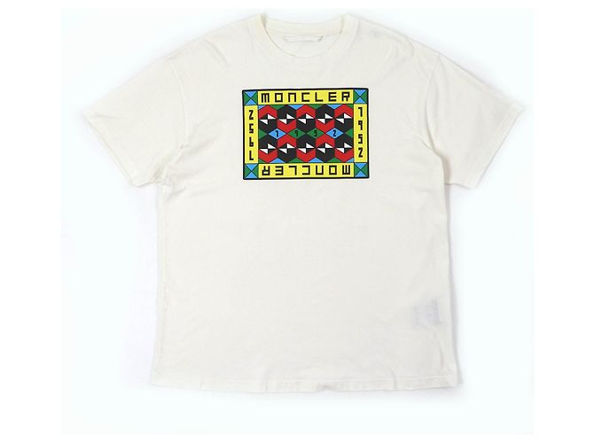 Camiseta de algodão com patch de logo Moncler Genius 2 e estampa gráfica em grade Branco