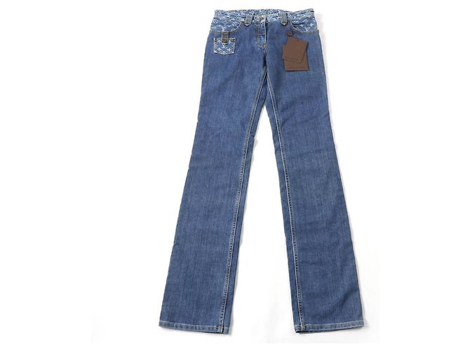 Pantalones de denim de algodón Monogram Louis Vuitton Azul