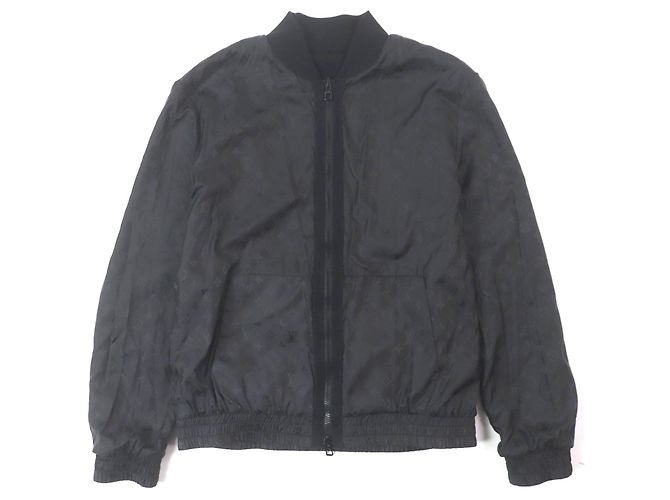 Giacca bomber reversibile con doppia zip in cotone nylon Monogram Louis Vuitton Nero