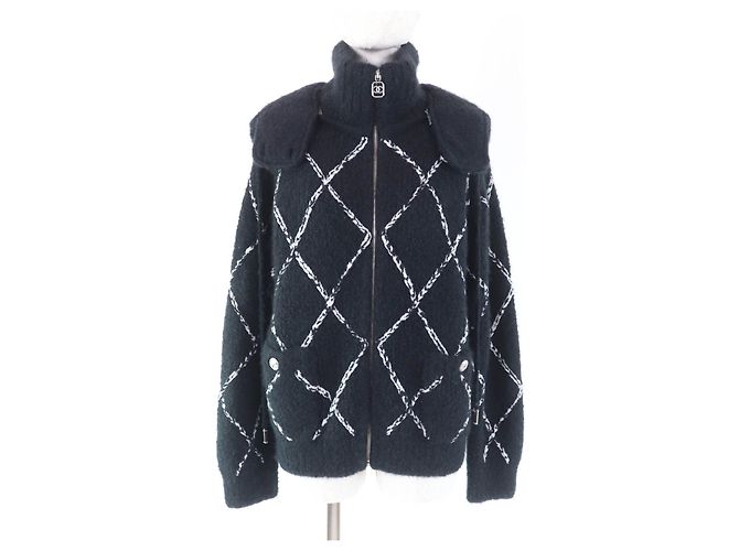 Chanel COCO Mark Cashmere Jacket Black White