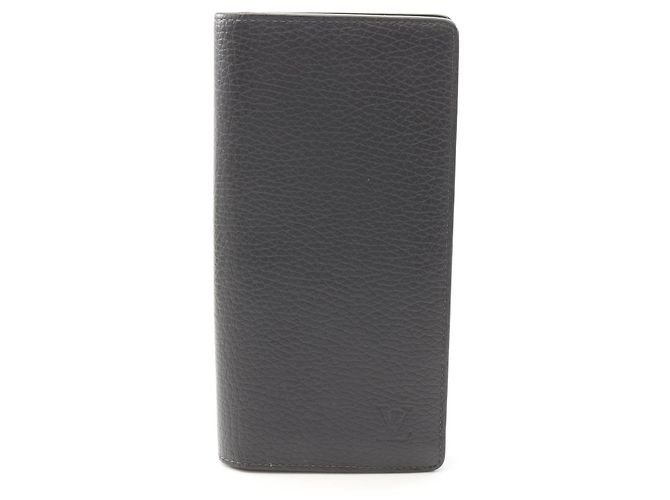 Cartera larga Brazza de cuero Taurillon de Louis Vuitton Verde Gris antracita