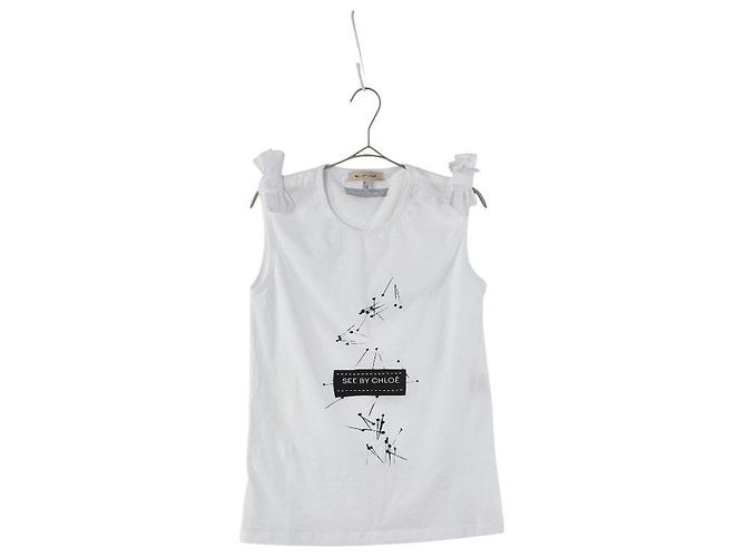 Chloé Top de algodón con cinta See by Chloe Negro Blanco