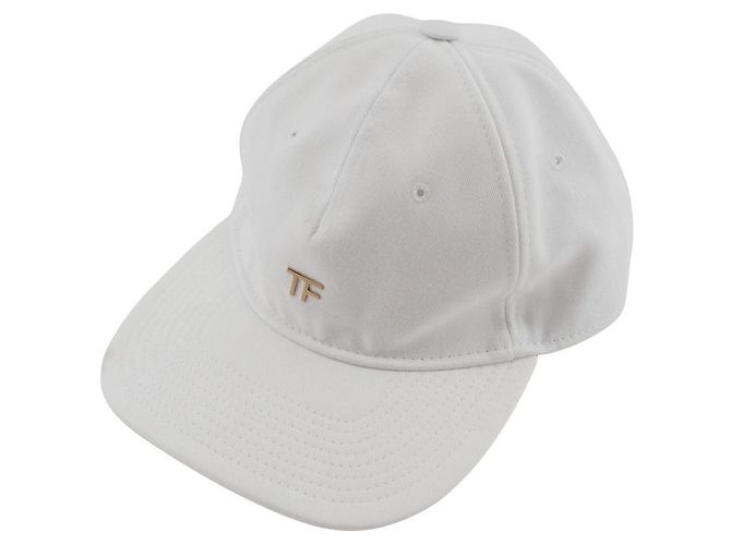 Gorra de béisbol de algodón con logo TF de Tom Ford Blanco
