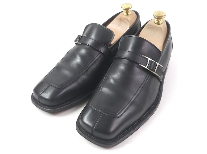 Mocassins en cuir avec logo H d'Hermès Noir