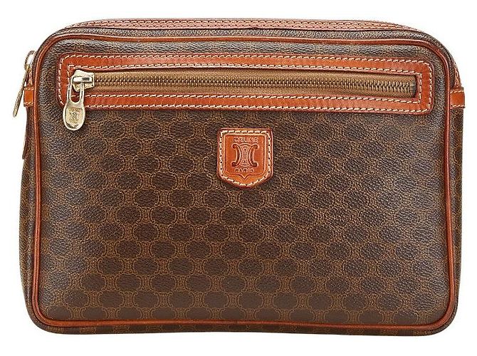 Céline Celine Macadam PVC Leder Clutch Tasche Braun