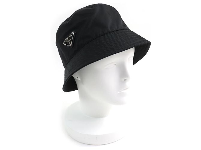 Chapéu bucket em Re-Nylon com logo triangular Prada Preto