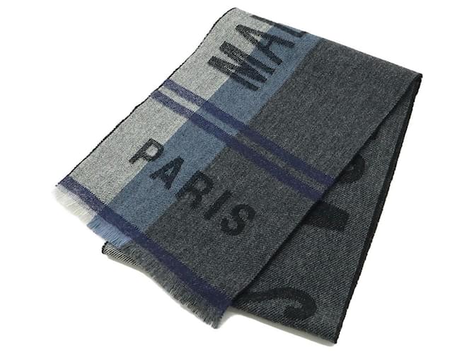 Louis Vuitton Wool Cashmere Scarf Black Grey Navy blue  ref.2388598