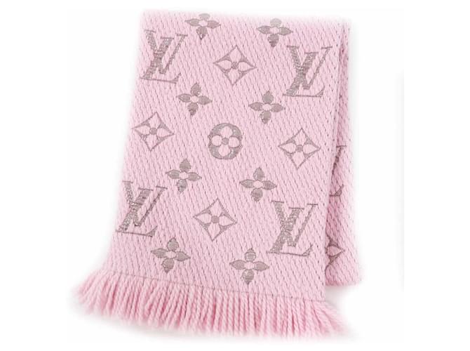Louis Vuitton Escalp Logo Mania Shine Wool Silk Scarf Pink  ref.2388893