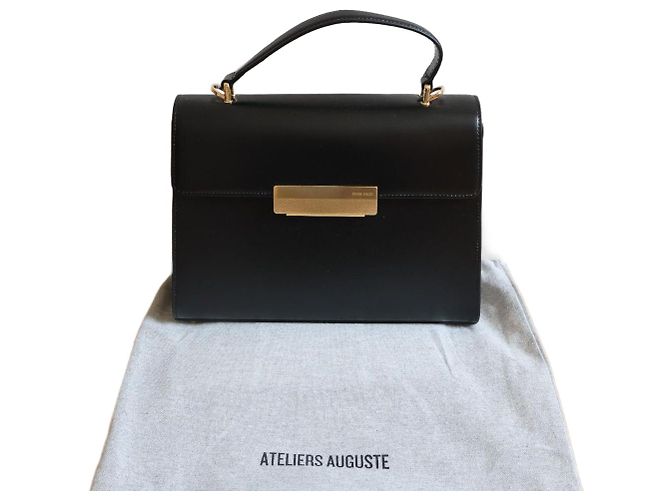 Atelier Auguste Caixa Preta de Couro Dourado Capucine Preto