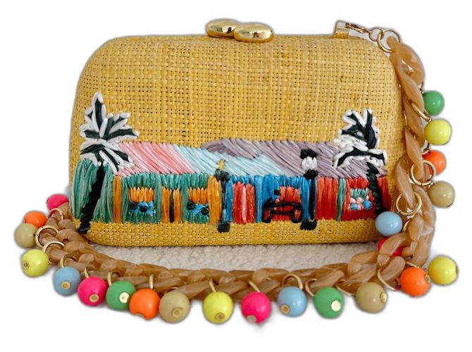 Autre Marque Clutch ricamato Serpui Multicolore Beige
