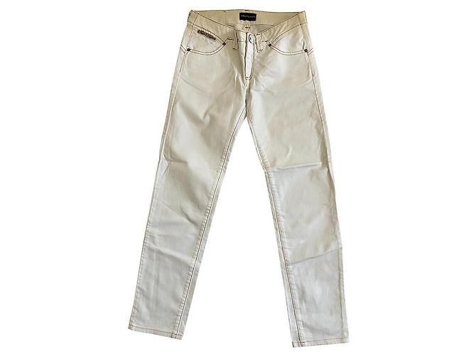 Jeans Emporio Armani Branco Off White Algodão Fora de branco