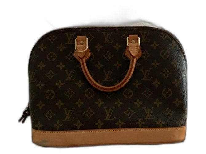Louis Vuitton Alma Handtasche Monogram Canvas Leder Dunkelbraun