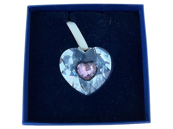 Swarovski Colar com Pingente de Coração de Cristal Rosa