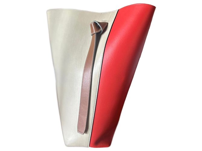 Borsa a mano Céline Twisted in pelle rossa beige e marrone chiaro Rosso