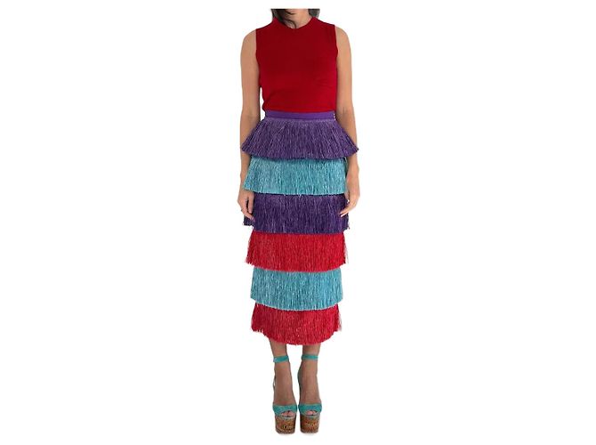 Falda de rafia Stella Jean Primavera Verano 2016 - look 3 Multicolor