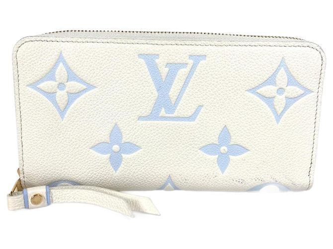 Louis Vuitton Monogram Empreinte Long Bill Wallet White Blue