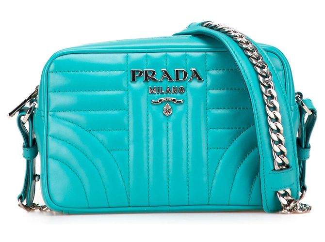 Prada Blue Soft Calf Diagramme Camera Bag