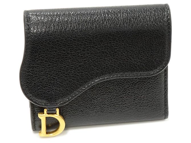 Dior Saddle Lotus Wallet Goatskin Wallet Black