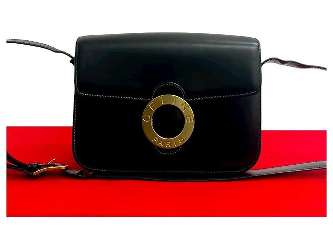 Céline Bolsa de ombro em couro de bezerro Celine Preto