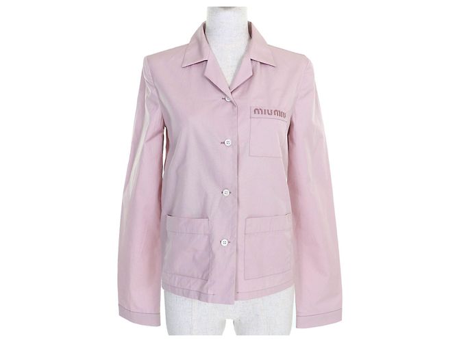Miu Miu Chemise en coton avec broderie logo MIUMIU Gris
