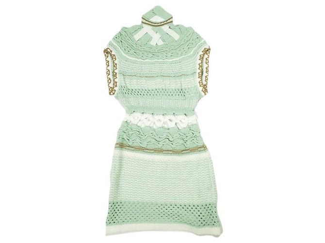 Autre Marque Vestido de malha com padrão de cesta de bambu Mame Kurogouchi Verde
