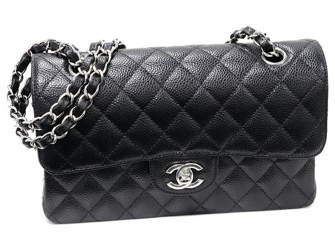 Borsa 2 in 1 classica in vitello grana Chanel A01113 Nero