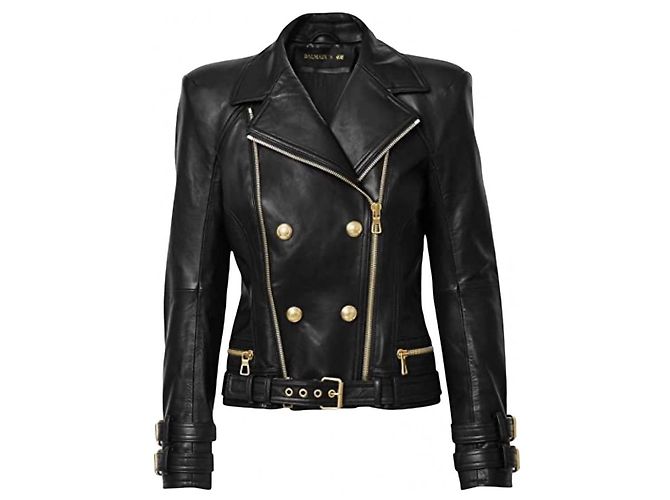 Balmain pour H&M Lederjacke Schwarz