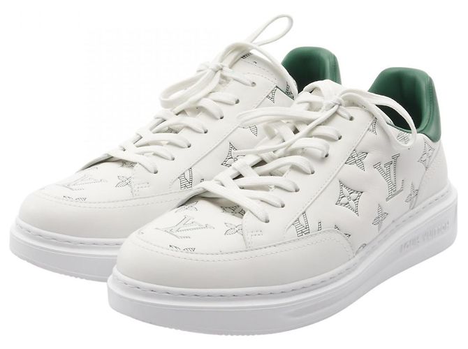 Monogram-Leder-Sneaker der Beverly Hills Linie von Louis Vuitton Weiß Grün