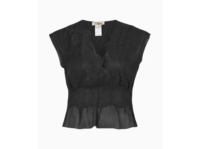 Top Chloé, modello Lace SS2002 di Phoebe Philo Nero