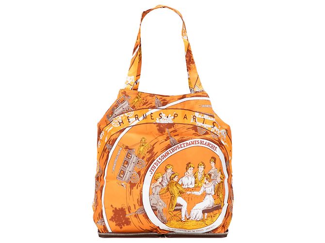 Omnibus Tote Silky Pop Hermès Laranja Jogo dos Ônibus e Damas Brancas