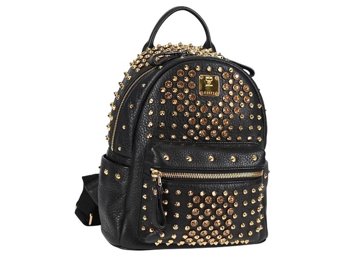 MCM Vicetos Studs Rucksack Leder Schwarz Gold Auth yk19000V Golden