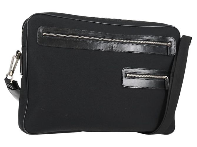 Borsa a Spalla GUCCI Nylon Nero Argento 73955 Auth bs28449