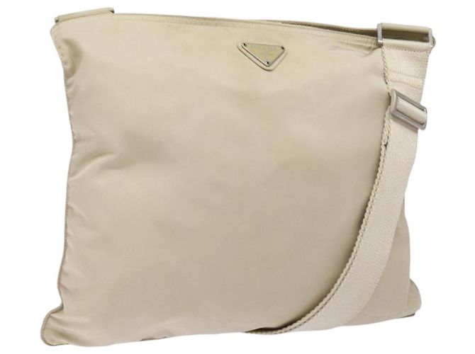 Sac à épaule Prada en nylon beige Auth bs28381