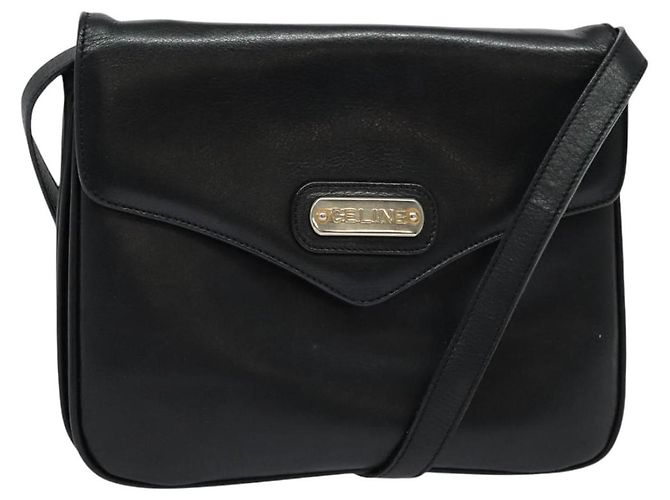 Céline Borsa a Spalla CELINE in Pelle Nera Oro Auth 139445 Nero D'oro